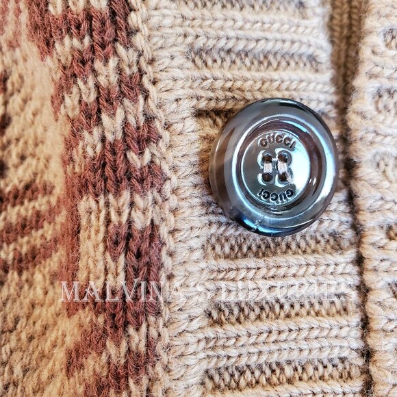 GUCCI MENS SWEATER Ha Ha Ha Harry Styles SQUARE G LOGO CARDIGAN sz S / SMALL - Picture 9 of 15